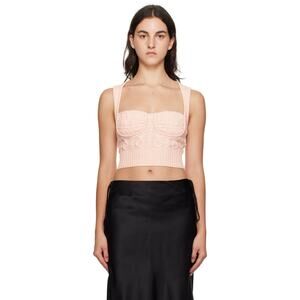 Guizio Gemma Merino Knit Crop Tank Top - XS - Baby Pink